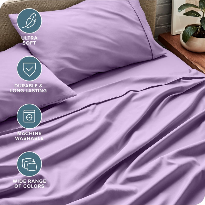 Bare Home Twin XL Sheet Set - College Dorm Size - Luxury 1800 Ultra-Soft Microfiber Twin Extra Long Bed Sheets - Deep Pockets - Easy Fit - Extra Soft - 3 Piece Set - Bed Sheets (Twin XL, Lavender) - Image 4